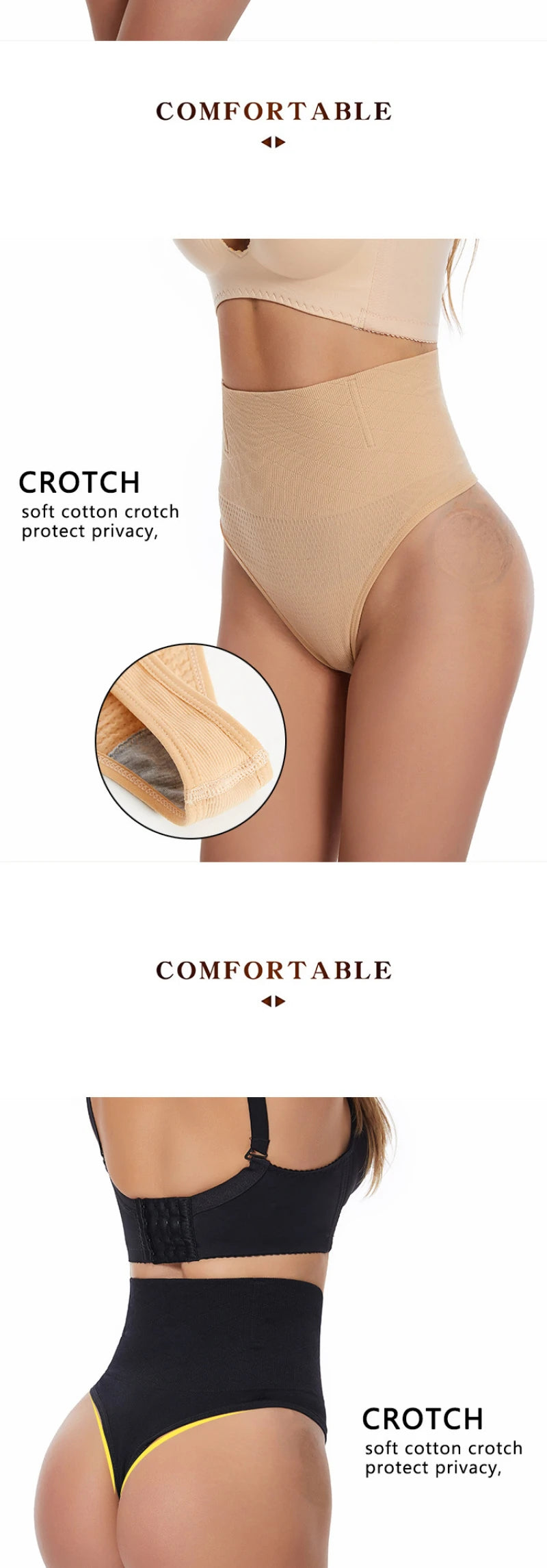 Thin Thong Women's Strong Hip Lift Tummy Control Panties with Fishbone Steel Boning Waist Cincher Mid-High Waist Shaper