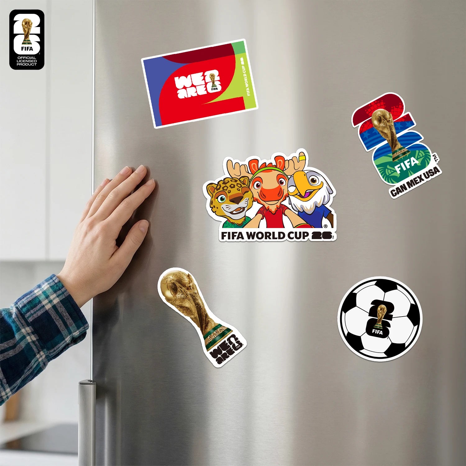FIFA World Cup 2026 Official Fridge Magnet with Trophy, Host City & Mascot Design - Magnet Stickers for Refrigerator Souvenirs
