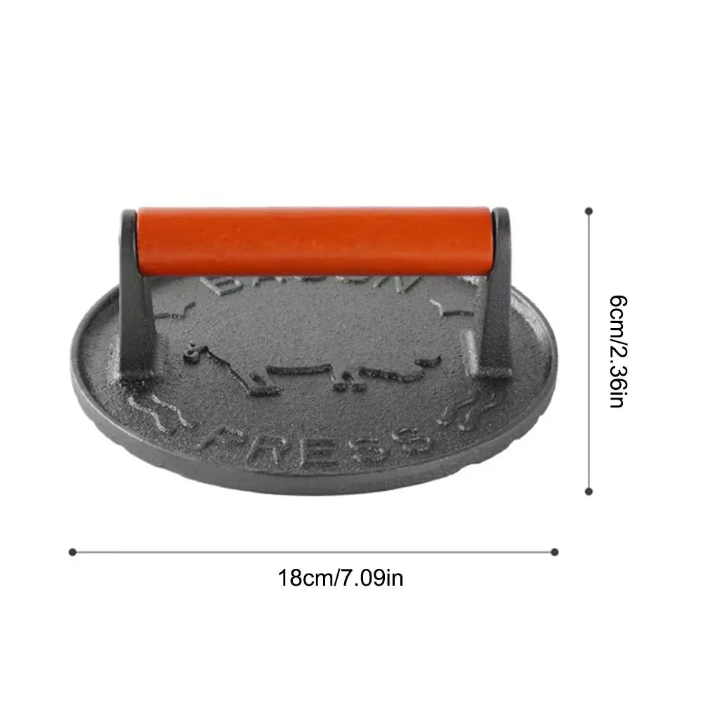 Cast Iron Burger Press Heavy-Duty Patty Maker Wooden Handle Burger Meat Press Mold Kitchen Tools And Gadgets Accessories