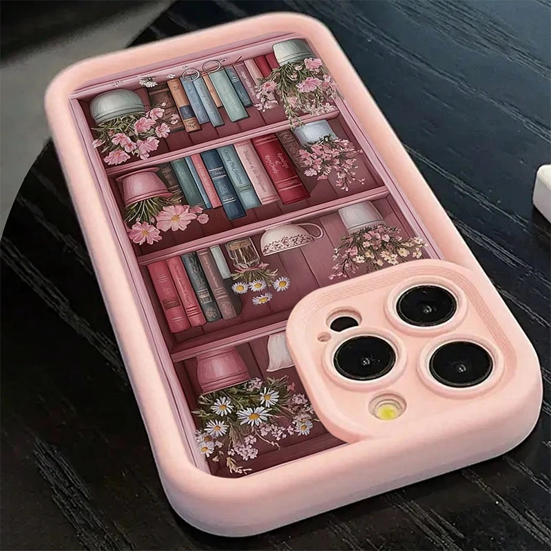Pink Soft Shockproof Phone Case With Paintbook Design For iPhone 17 16 15 14 13 12 11 Pro Max Air X XS Max XR 7 8 Plus Cover