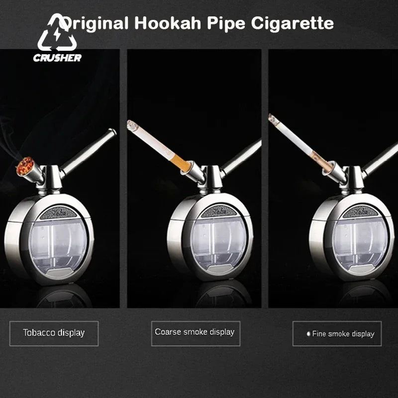 CRUSHER Dry Herb Grass Tobacco Pipes Kit Zinc Alloy Hookah Set Men and Women Use Double Filter Water Smoking Pipe Accessories