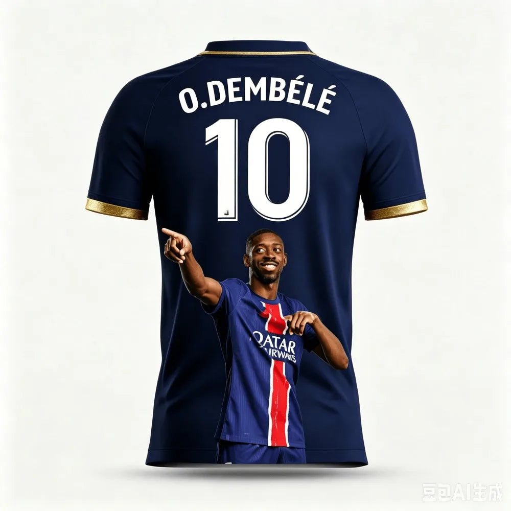 Dembélé Fan Exclusive Summer 3D Print Family Outfit Football Jersey T-shirt Loose and Comfortable Suitable for Daily Wear
