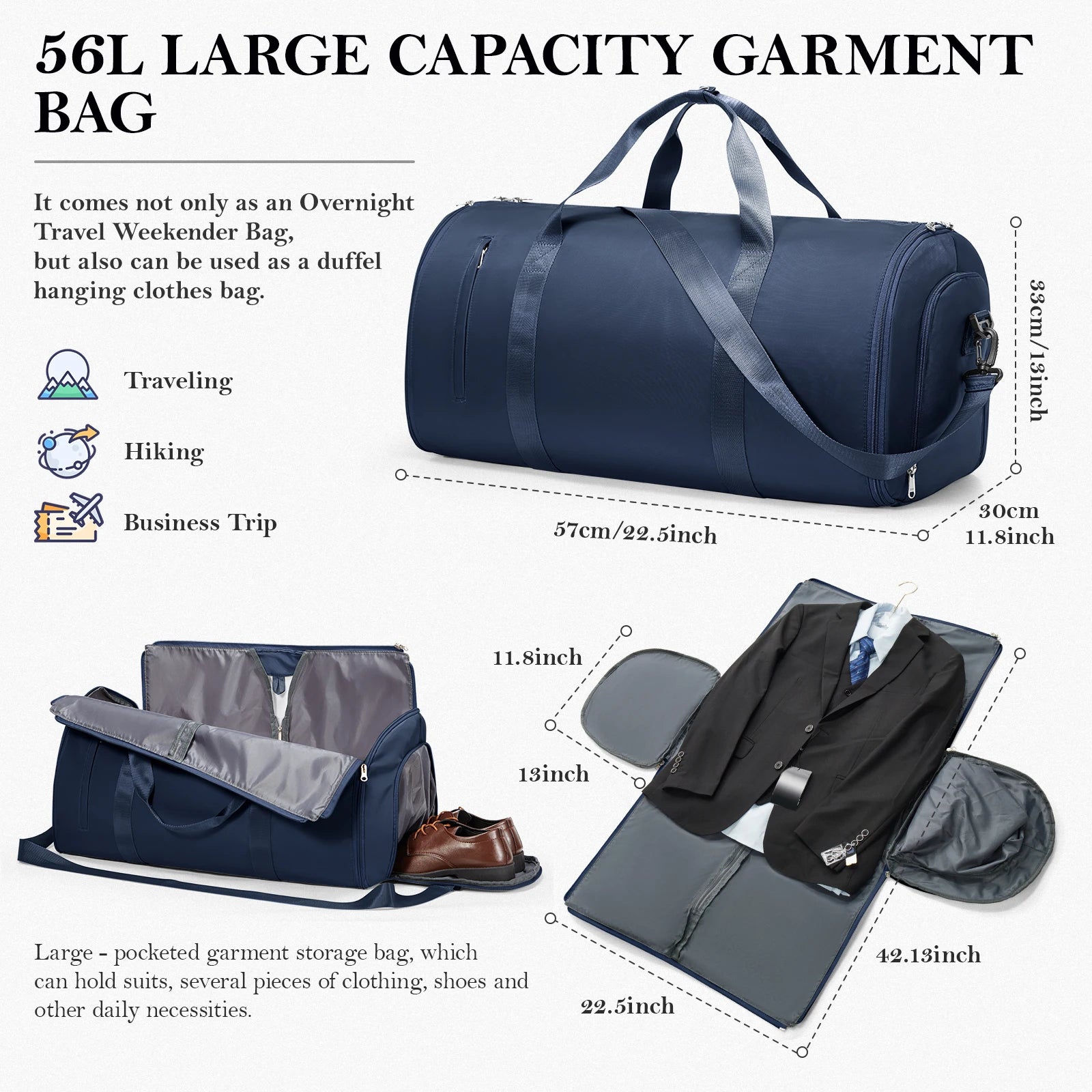 Suit Holders Travel Bag Case for Suit Holder-Convertible Bag Folding Suit Holders for Men Women Travel Business Clothing Bag ﻿