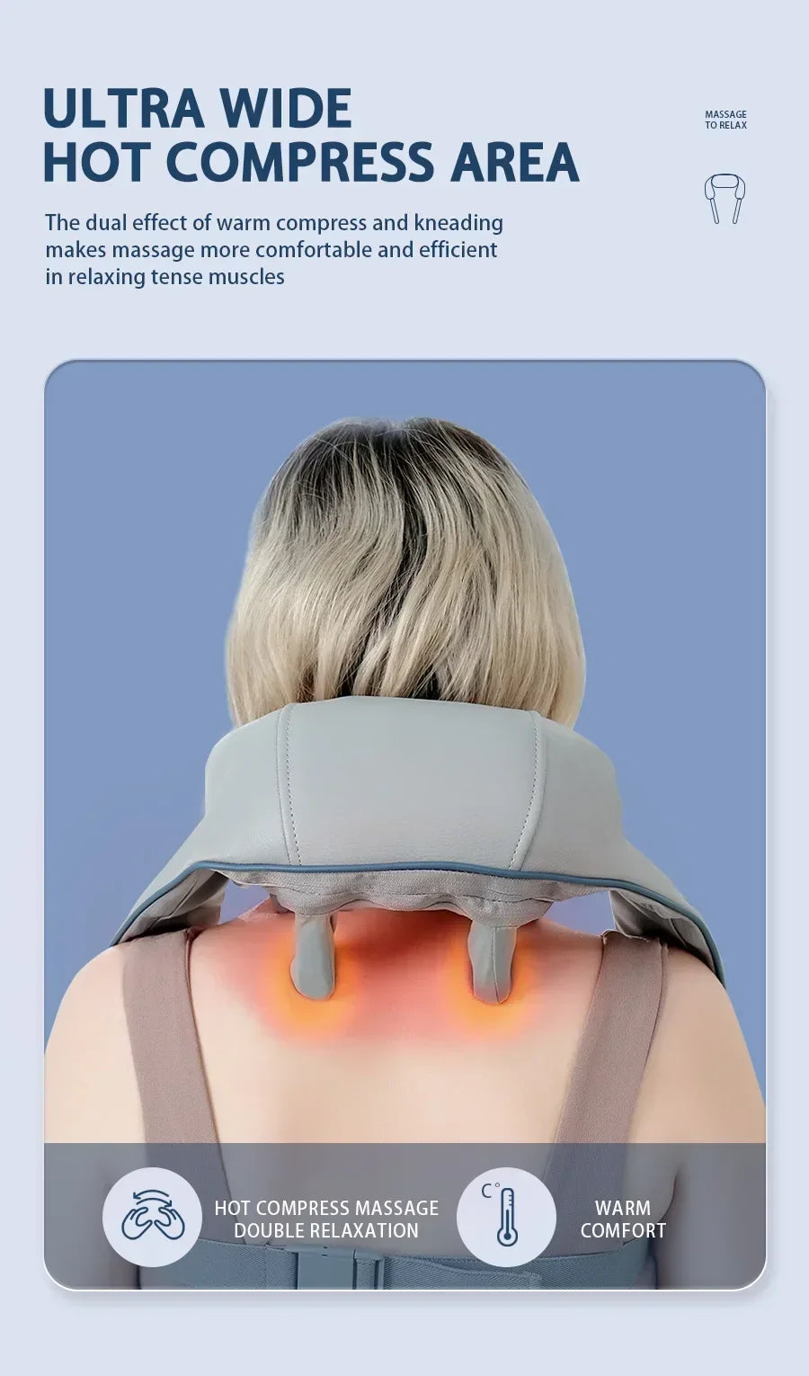 Hot-selling portable mini relaxation clay kneading smart heated shawl, multi-function acupressure massage for trapezius and neck