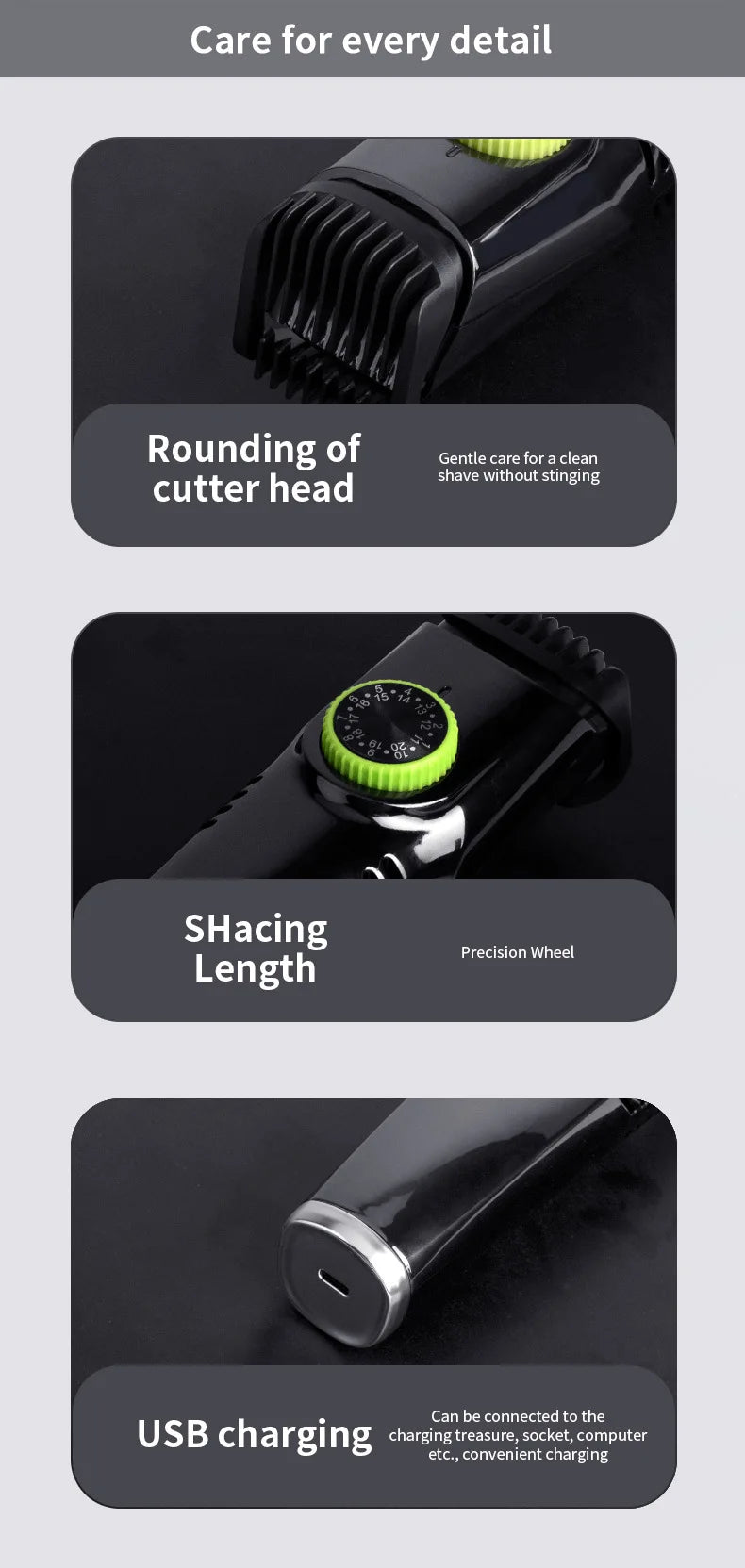 Vacuum Body Hair Trimmer for Men, Mustache Trimmer with 20 Length and Styles Adjustable, Built-in Vacuum Trimmer for Mustache