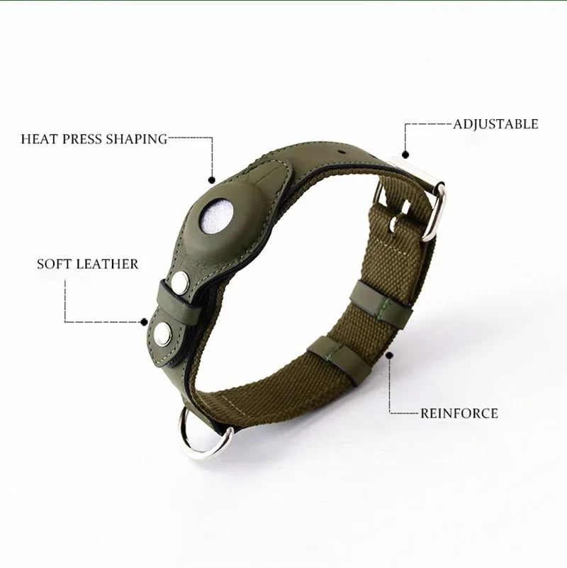 Leather Dog Collar Pet Adjustable Necklaces With Luxury Design For Apple Airtag LocationPositioning Device Cover Cat Accessories