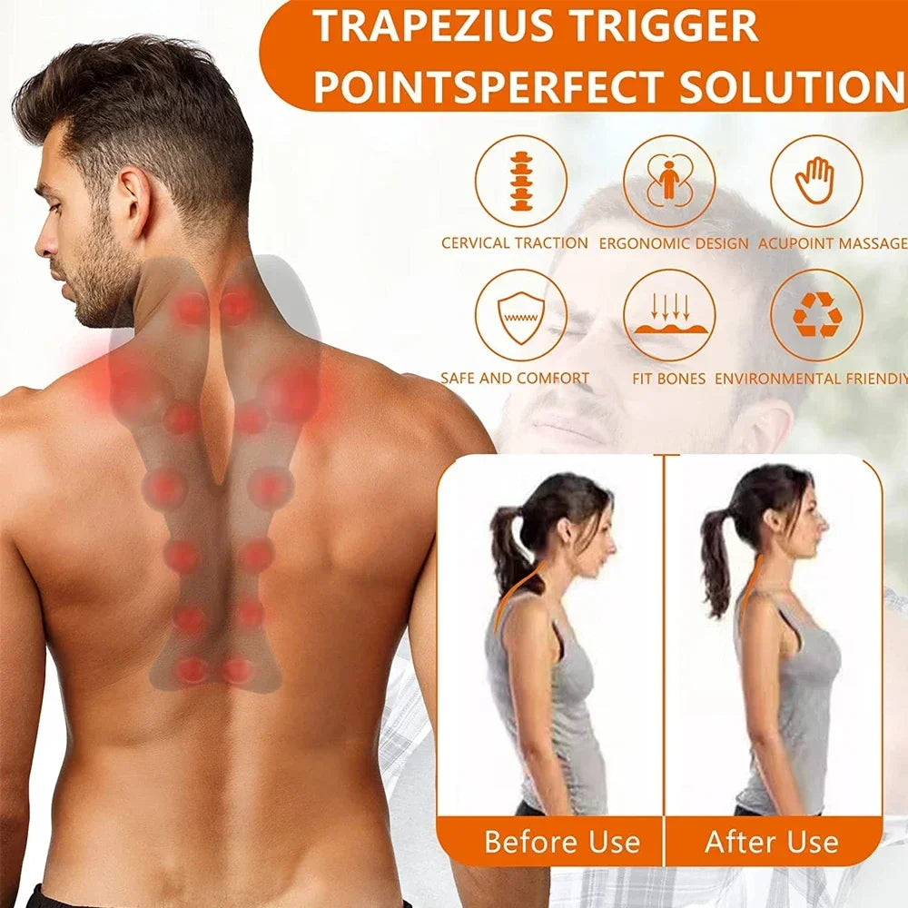 Cervical Traction Device Neck Massager for Cervical vertebra Shoulder Stretcher Trigger Point Massager Neck Acupressure Device