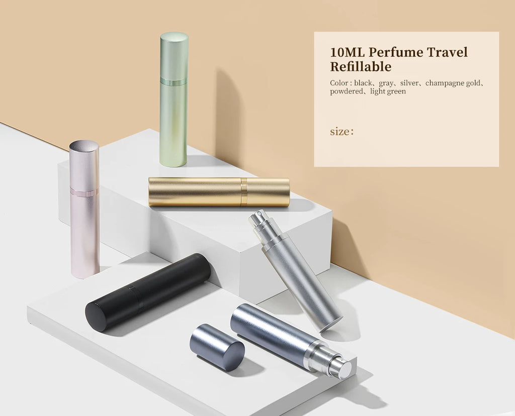 10ml Mini Refillable Perfume Bottle with Spray Scent Pump Portable Travel Empty Cosmetic Containers Mini Spray Atomizer Bottle