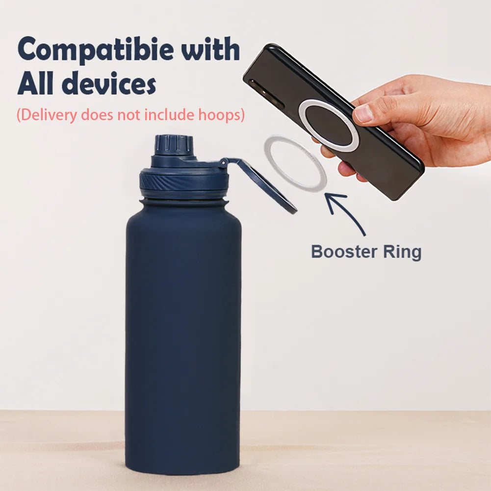 1000ML Sports Bottle With Magnetic Ring Insulated Bottle Water Bottle with Rotating Phone Holder Thermal Water Cup Thermal Mug