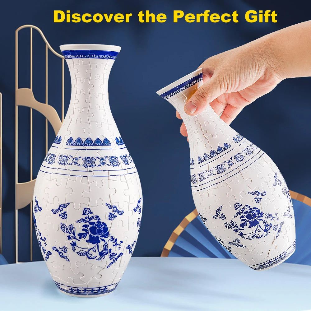 3D Puzzle Vase Home Decoration Christmas Gifts DIY Chinese Vase for Bouquet Flowers Creative Handmade Flower Vase Puzzle Toys