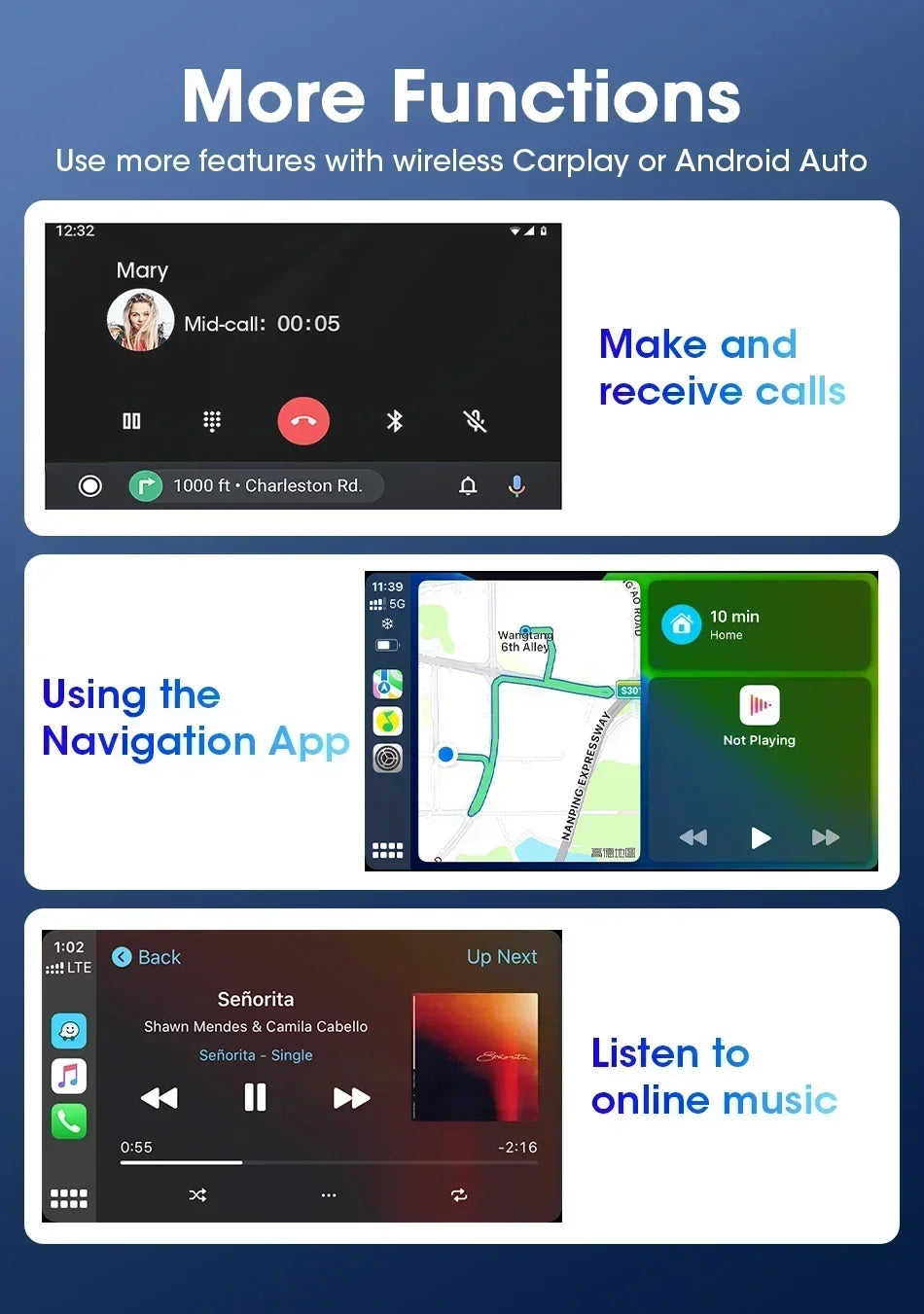 Srnubi 7 Inch Motorcycle Portable Navigation GPS Wireless Carplay Android Auto IP67 Waterproof Motorcycle Touch Screen Display