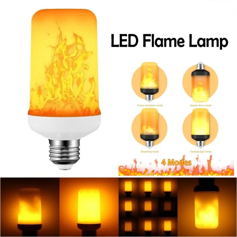 LED E27 Flame Bulb Fire E14 lamp Corn Bulb 4 Modes Party LED Light Dynamic Flame Effect 85v-265v for Home Lighting