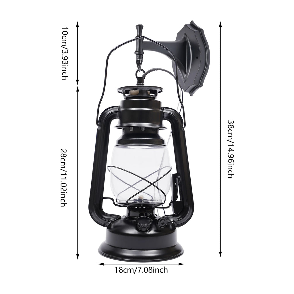 Wall Sconces Retro Antique Vintage Rustic Lantern Lamp Wall Sconce Light Fixture Farmhouse Wall Light for Hallway(Black 1 Pcs)