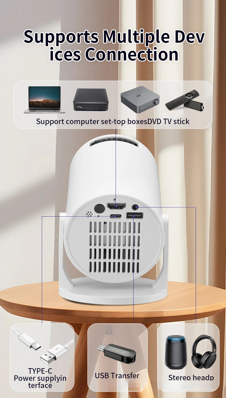 HY300 Mini portable 4k projector 1080P android Smart home  movie theater projectors bluetooth and wifi