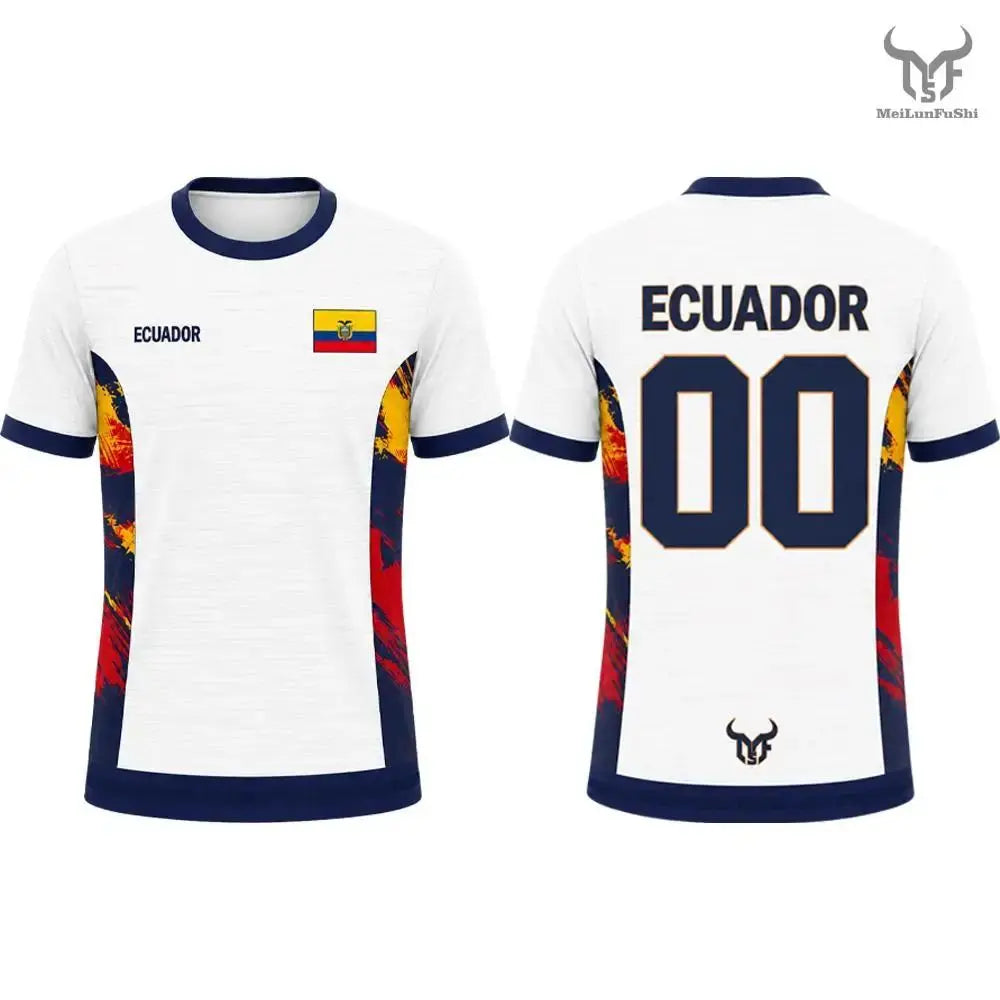 New Ecuador Flag Printed T-Shirt Men's and Women's Fashion Crew Neck Sports Jersey Loose Summer Quick Dry Soccer Training Tops