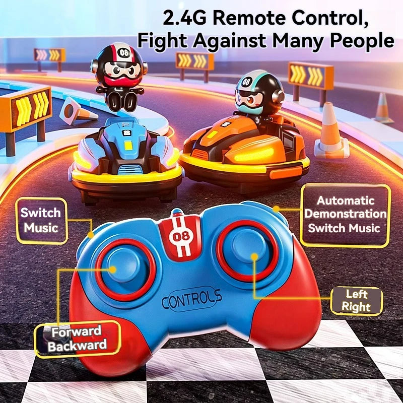 RC Bumper Car Football Battle Sports Game Toy 2.4G Remote Control Catapult Drift Doll Karting Toy with Music Light Toy Boy Gifts