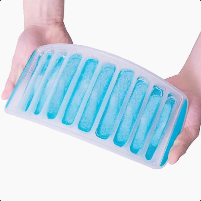 Pop Out Plastic Ice Cube Tray with Lid Reusable Ice Stick Tray Mold for Water and Sport Bottles