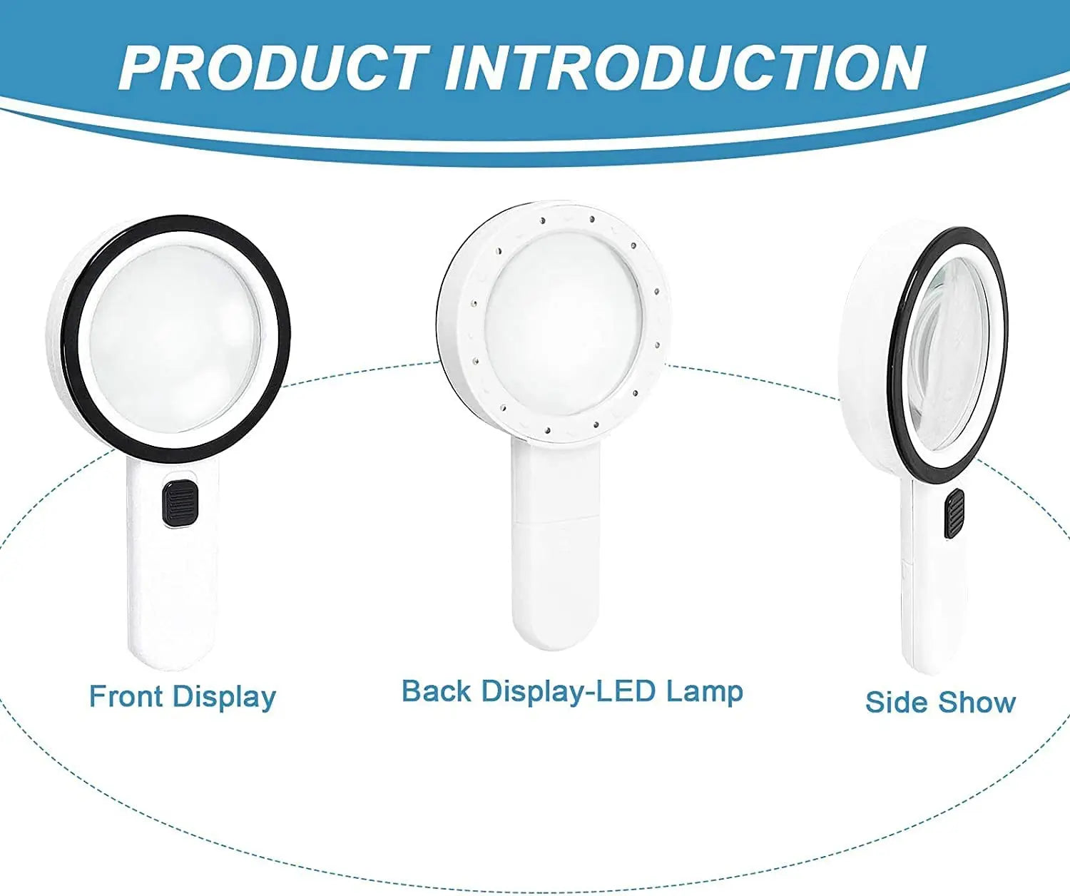Handheld 30x Magnifying Glass 12 LED Lights Jewelry Illuminated Double Glass Lens Magnifier For Seniors Reading Watch Repair