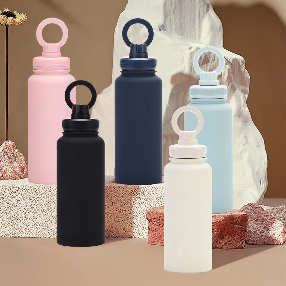 1000ML Sports Bottle With Magnetic Ring Insulated Bottle Water Bottle with Rotating Phone Holder Thermal Water Cup Thermal Mug