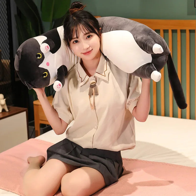 Cute and Soft Long Cat Plush Toy Ultra Kawaii Cat Hug Pillow Body Animal Sleeping Companion Kids Birthday Gift