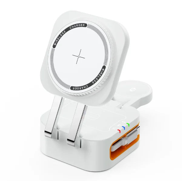 Magnetic 3 in 1 Wireless Charger Station With Extension Cords for iPhone 17 16 15 14 13 12 iWatch 11-2 Airpods Pro Fast Charging