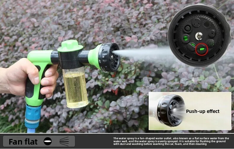 Multifunctional  Adjustable Mode Water Guns Nozzle Hose Washer Garten Watering Jet Sprayer with Foam Container Fertilizer Tools