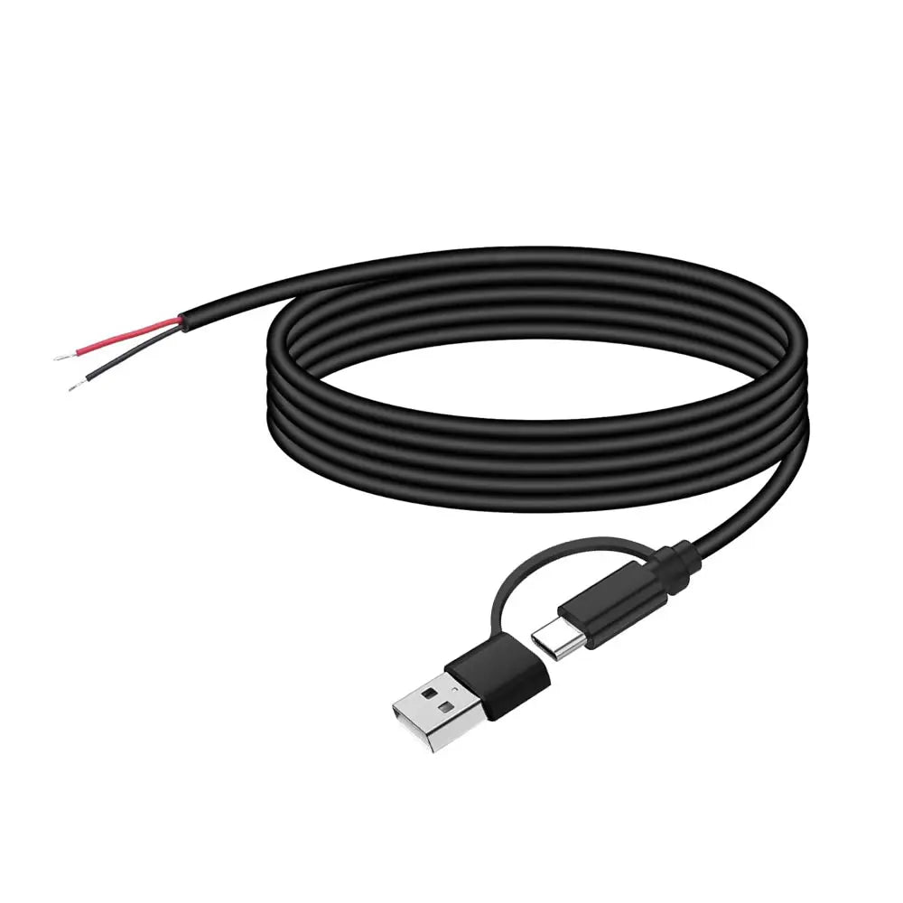 USB Type-C 2 Core Pigtail Cable, 5V USB-C to 2Pin Bare Wire Open End Extension Cable for DIY Replacement or Repair Power Cable