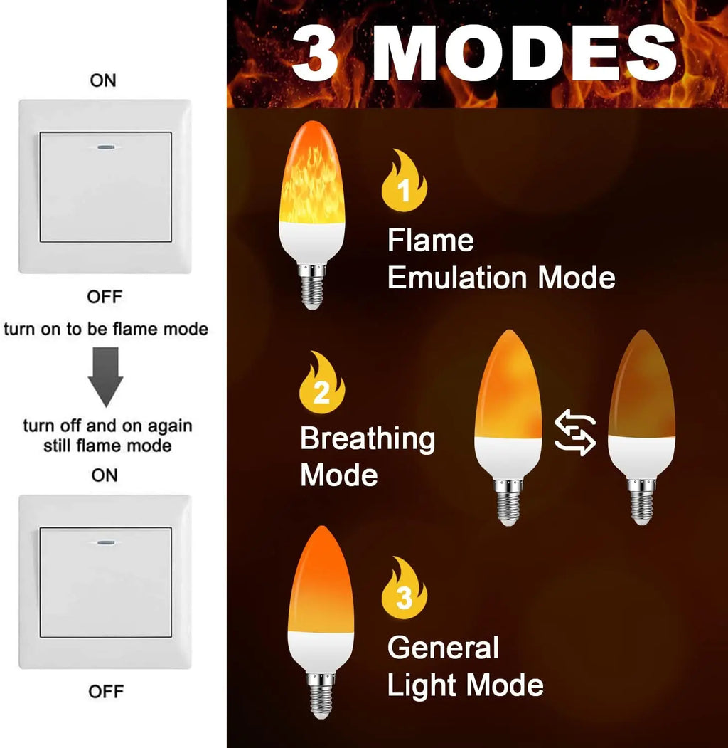 LED E27 Flame Bulb Fire E14 lamp Corn Bulb 4 Modes Party LED Light Dynamic Flame Effect 85v-265v for Home Lighting