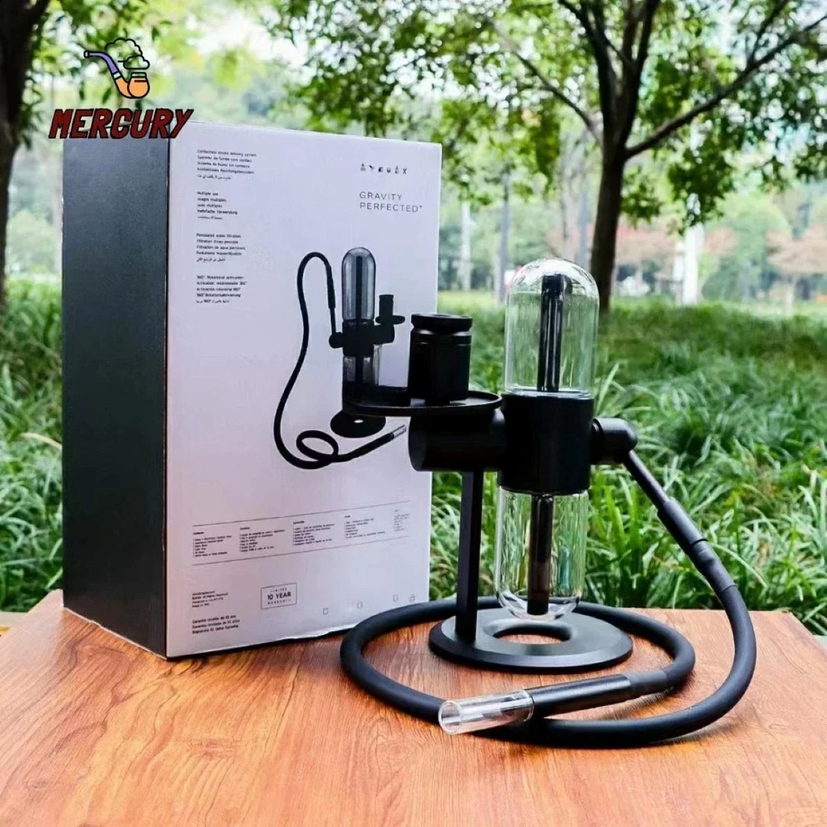 Gravity Smoking Pipe 360 Degree Rotation Hookah Travel Complete Set with Portable Handbag Glass Shisha Bowl Smoke Accessory