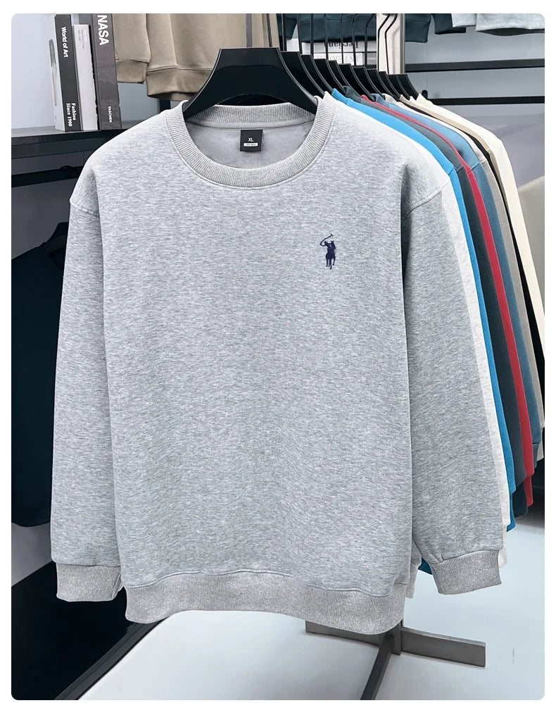 Designer brand men's round neck sportswear autumn new item thickened warm luxury pony print loose casual Paul pullover