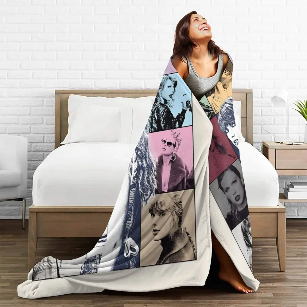 The Eras Tour Blanket Flannel Print Tayloring Portable Lightweight Thin Throw Blankets for Bedding Outdoor Quilt
