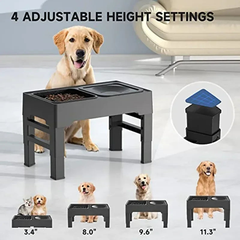 Adjustable Raised Dog Bowl Dog Bowl with Slow Feeder Elevated Dog Bowl and Dog Water Bowl Non-Spill for Small Medium Large Dogs