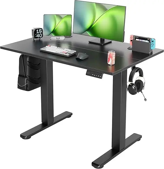 Electric Standing Desk Adjustable Height, 40 x 24 Inch Sit Stand Desk with T-Shaped Frame, 3 Memory Presets & Cable Management