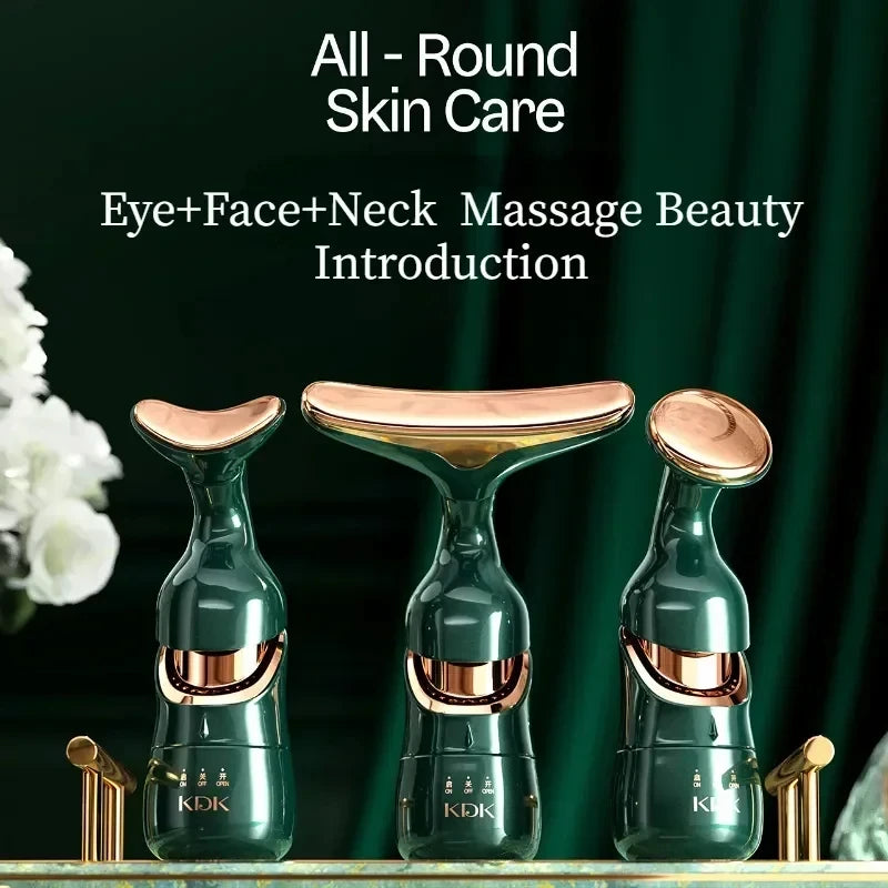 HOMEFISH 3 In 1 Facial Lifting Device Neck Facial Eye Massage Face Slimmer EMS Beauty Skin Tightening Wrinkle Anti Face Massager