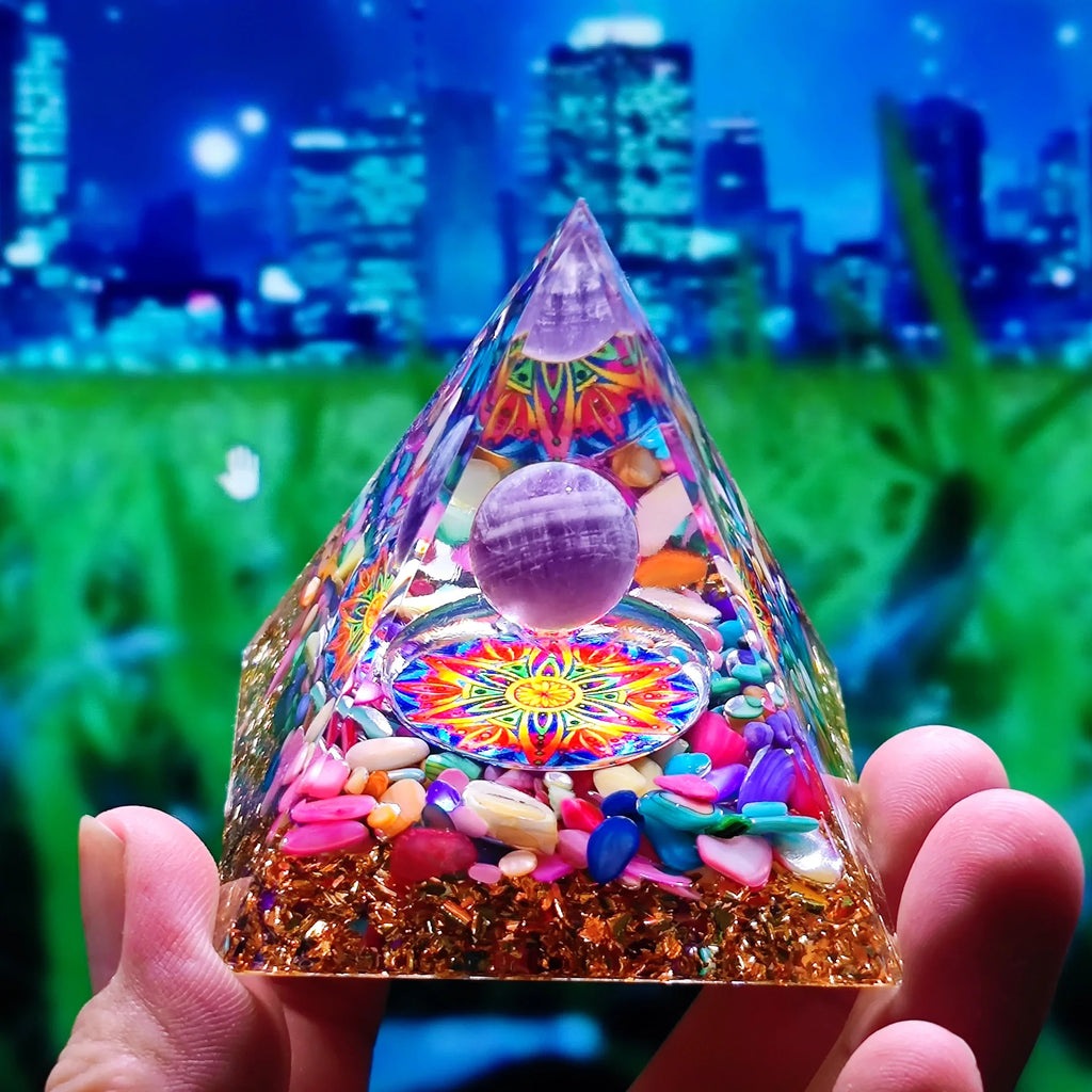 Orgonite Pyramid Crystals Natural Stone Orgone Energy Generator Healing Reiki Chakra Meditation Ornaments Crafts Office Decor