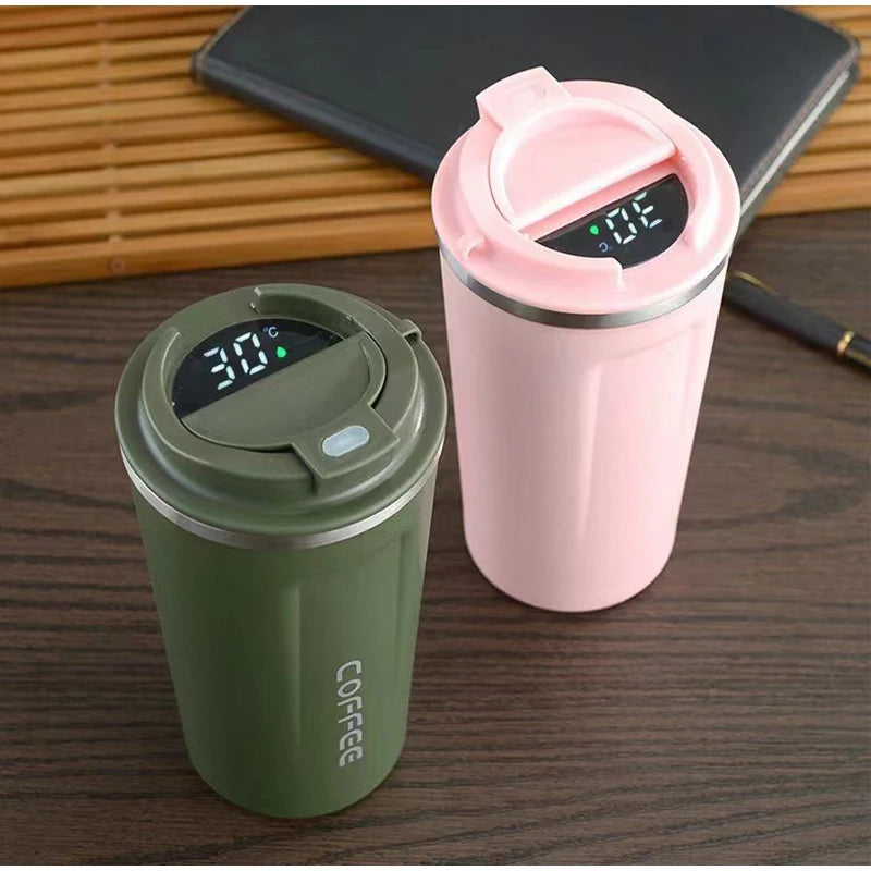 380/510ml Thermos Coffee Mug Stainless Steel Insulated Cup Temperature Display Car Portable Vacuum Bottle Insulated Water Bottle