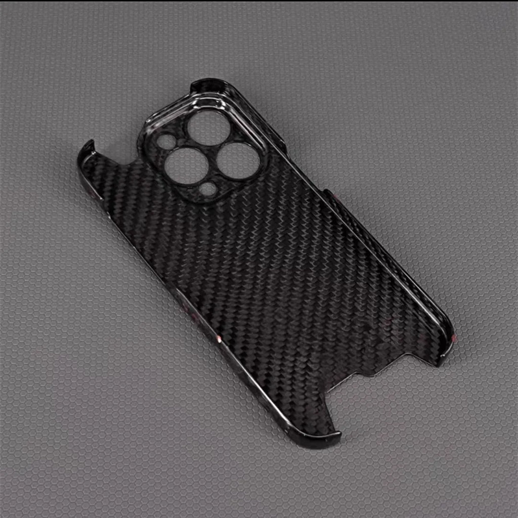 Glossy Forged Ultra Thin Genuine Pure Carbon Fiber Cover For iPhone 15 14 16 Pro Max Glitter Bling Irregular Shockproof Case