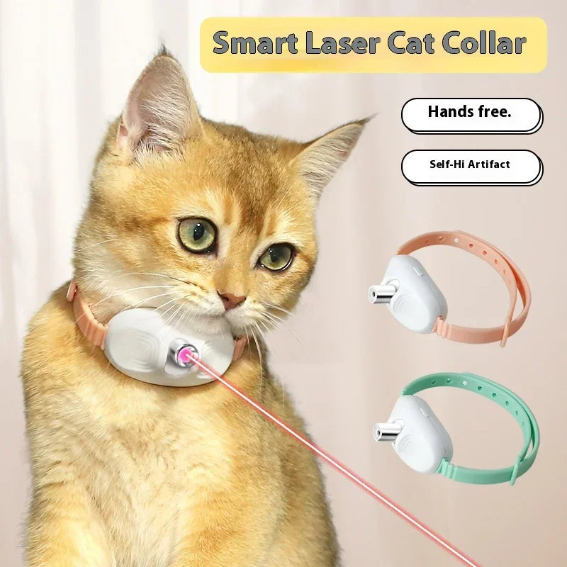 Rechargeable Cat Collar Laser Toy with Red Light, Interactive Cat Laser Toy for Bored Indoor Cats, Electric Laser Collar Toy