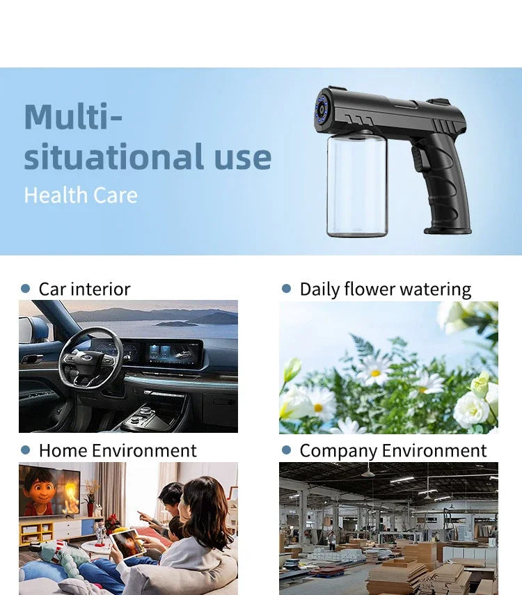 NEW Style 280Ml Barber Sprayer Bottle Wireless Electric USB Nano Blue Light Steam Spray Gun Garden House