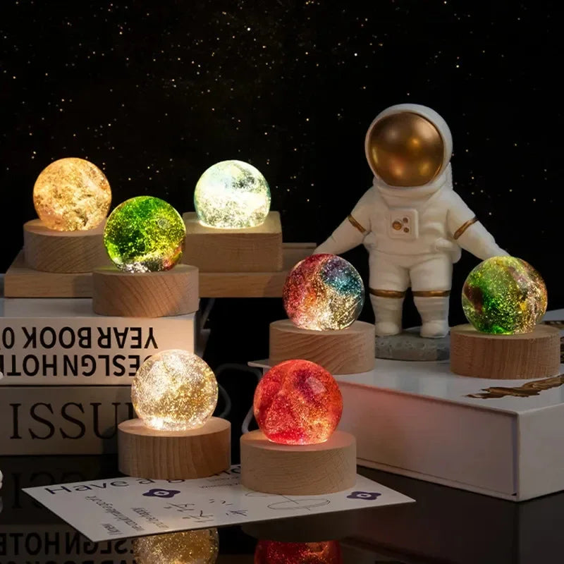 1 Set Fantasy Colorful Glass Star Ball Luminous Planet Astronomy Planets Ball Fantastic Style Home Decoration Cosmic Model Gift