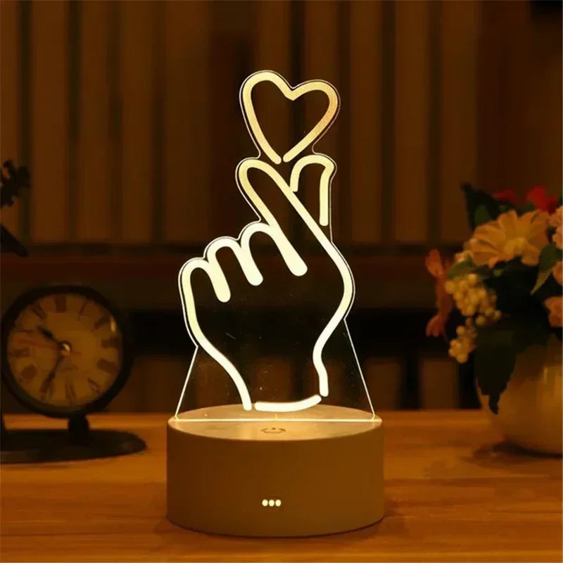 3D Acrylic LED Night Light USB Powered Bedroom Bedside Decor Night Lamp Birthday Kid Gifts Table Ornaments Novelty Lighting