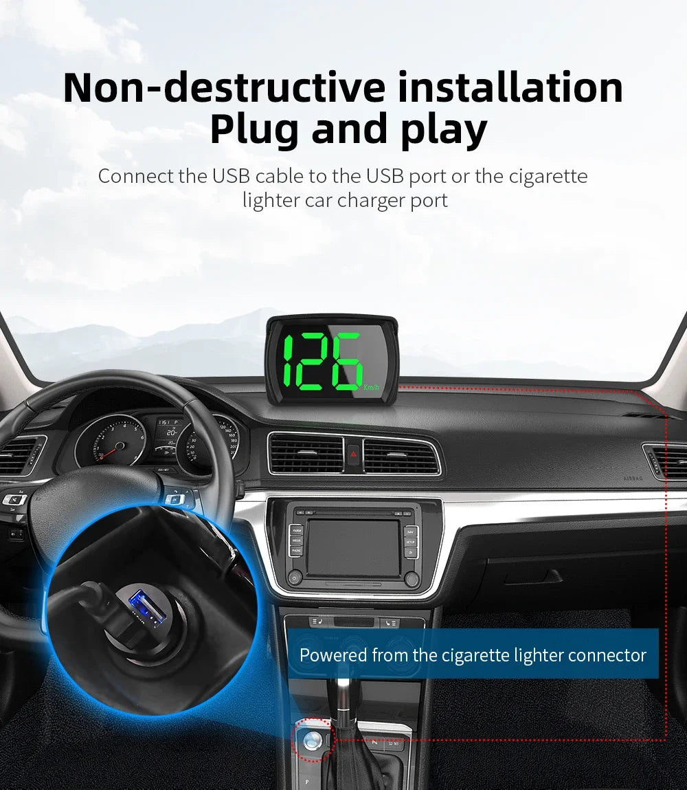 New M22 Car GPS Head Up Display Speed RPM KMH MPH HUD GPS Speedometer Projector Screen Dashboard with Odometer Overspeed Alarm