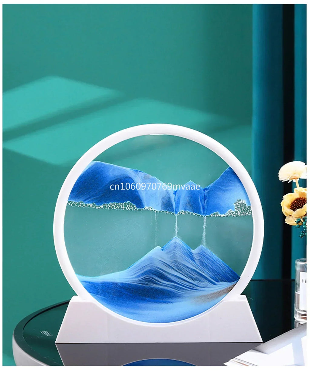 Sandscape Moving Sand Art Frame Quicksand 3D Dynamic Liquid Hourglass Kinetic Sand Painting Flowing Sand Office Home Decor Gifts