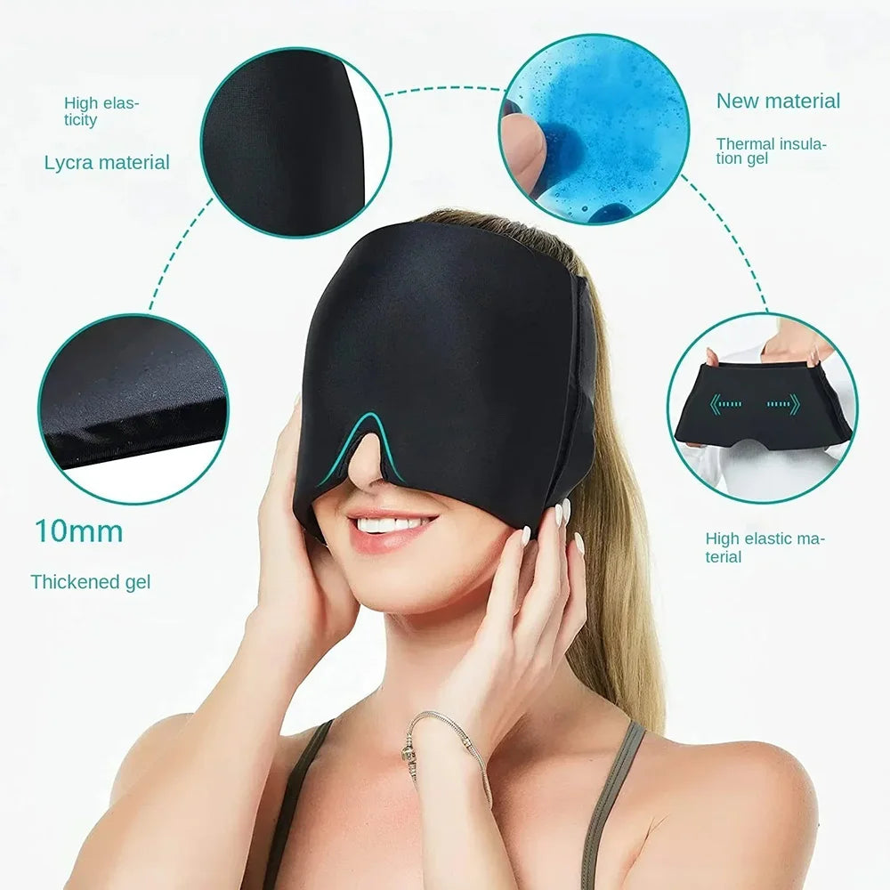 Gel Cold Compress Eye Mask Migraine Relief Cold Compress Therapy Cap Head Wrap Pack Eye Mask For Pressure Relieve Pain Ice Hat