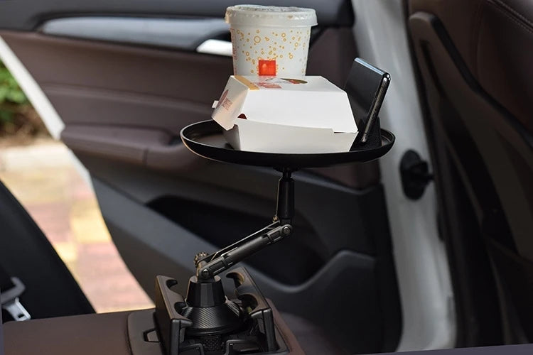 360° Adjustable Car Cup Holder Tray & Phone Mount Expander For Car, Portable Tray Table,Food Storage Rack, Coffee Table,