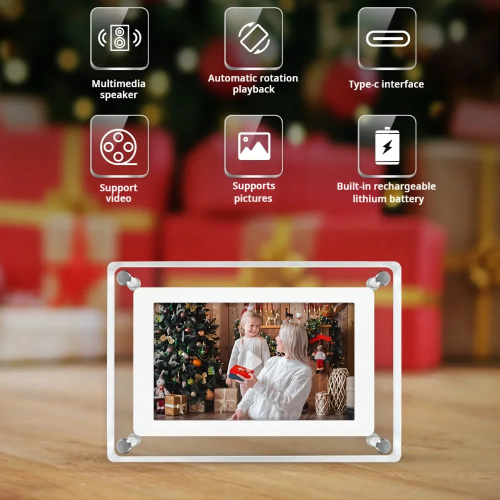 Acrylic Digital Photo Frame 5/7 Inchs 1000mAh Automatically rotate Display IPS Screen 4G Memory Battery Gravity Induction