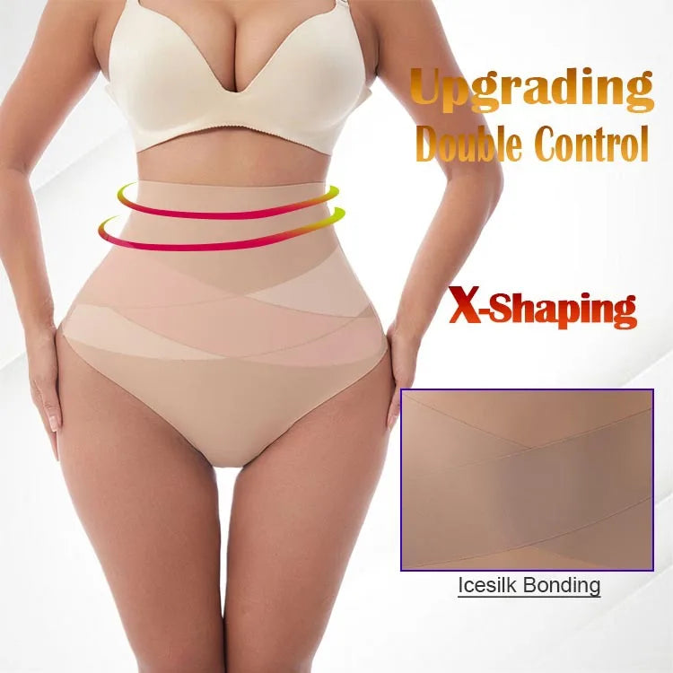 Women's High Waist ThongT-backCross X Shaping Tummy Control Panties Strong Body Shaping Waist Cincher Hip Lifter Seamless