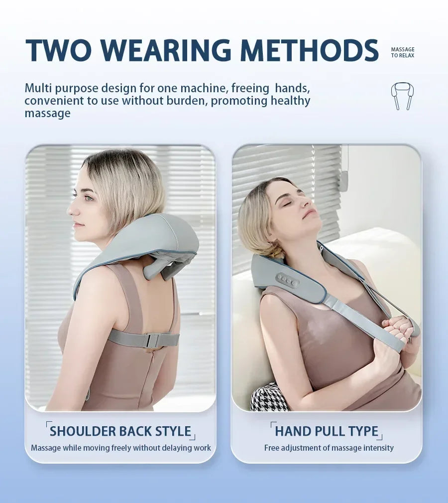 Hot-selling portable mini relaxation clay kneading smart heated shawl, multi-function acupressure massage for trapezius and neck