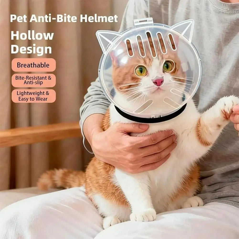 Cat Muzzle Anti-Bite Breathable Cat Grooming Supplies Grooming Mask Bath Grooming Anti-Licking Protective Space Hood