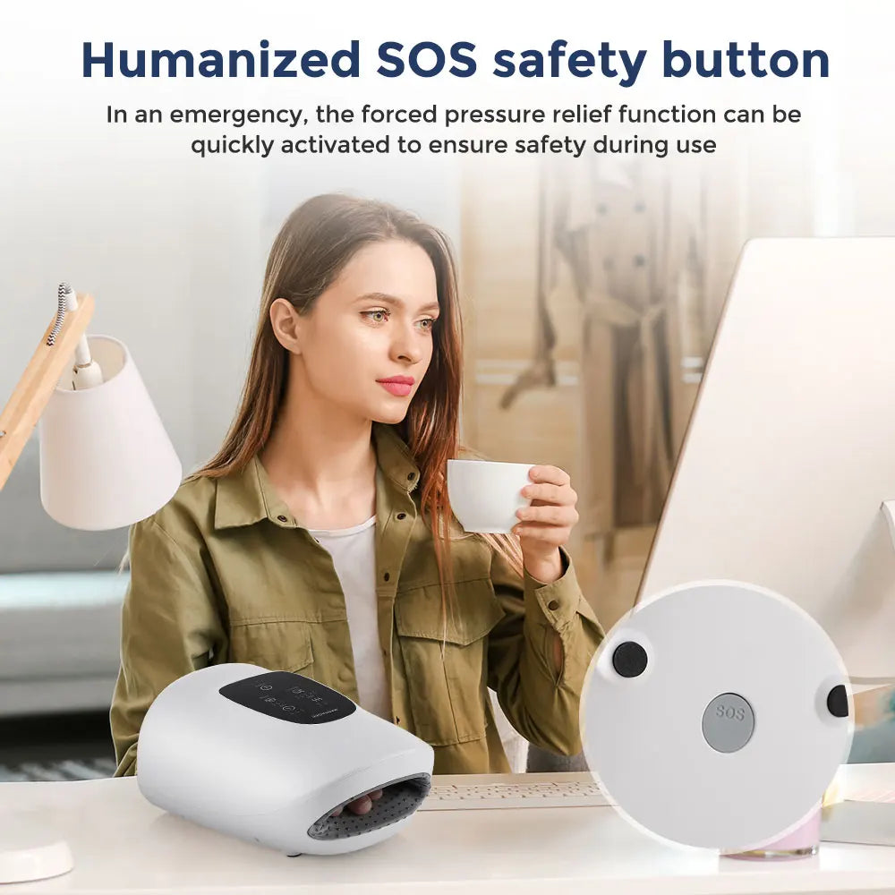 Electric Hand Massager with 5 Levels Air Compression Heat Palm Finger Massage Machine for Arthritis Finger Numbness Hand Relax